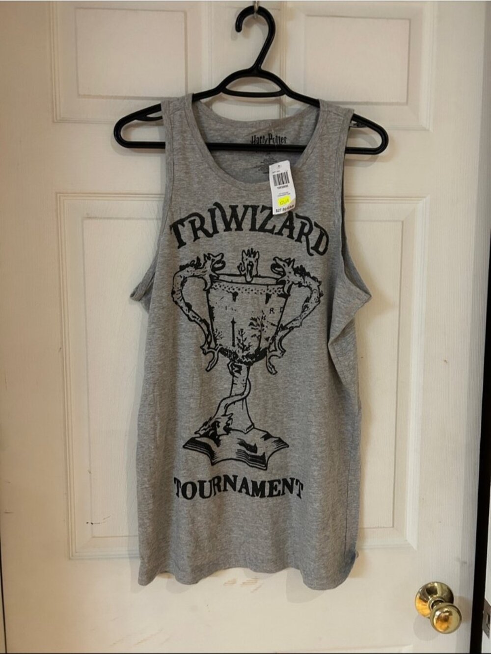 NWT Unisex Hot Topic Gray Triwizard Tournament Graphic Tank Top Size Large